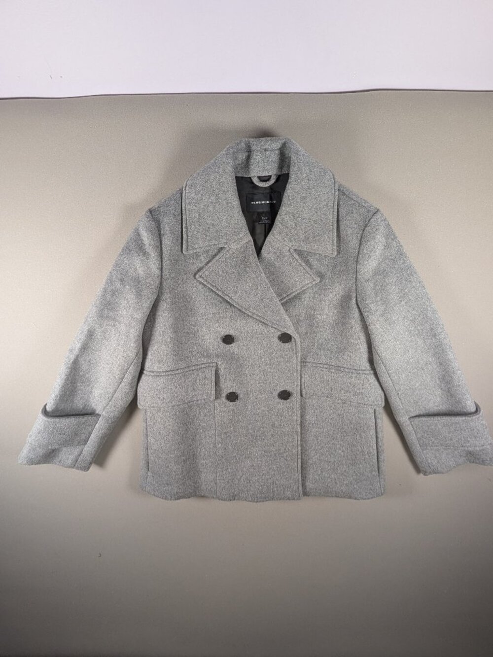 Women's Club Monaco Grey Relaxed Wool Peacoat Size XS